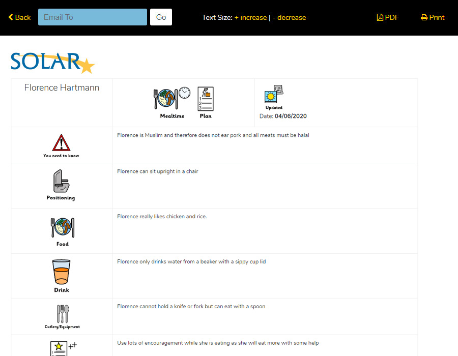 Mealtime Plans Screen