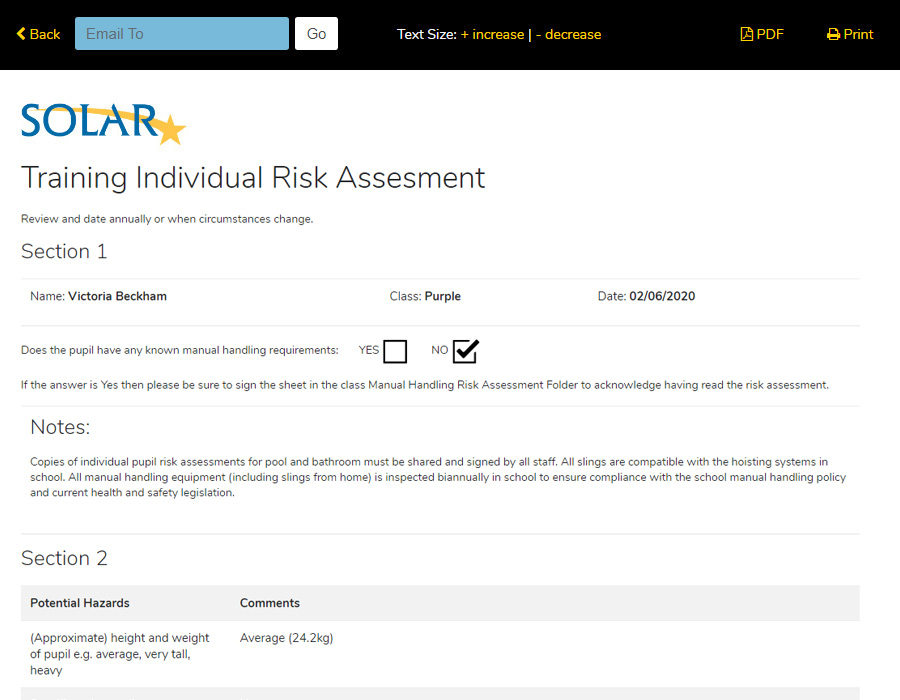 Risk Assessments Form