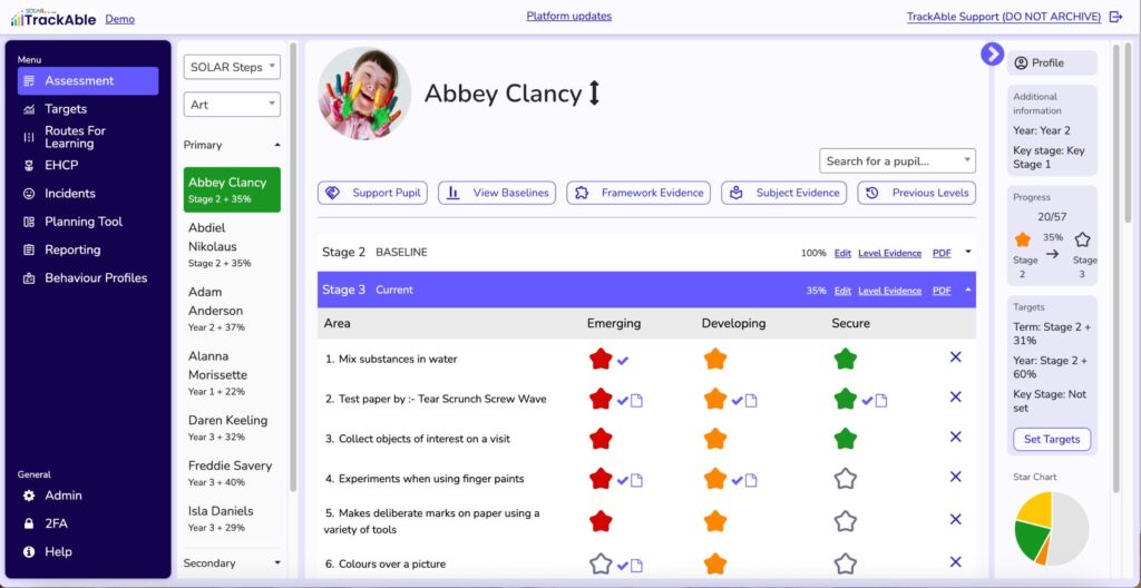 Pupil Assessment Screen
