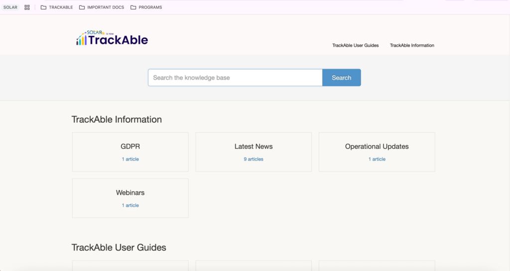 Solar for Schools Administration Screen